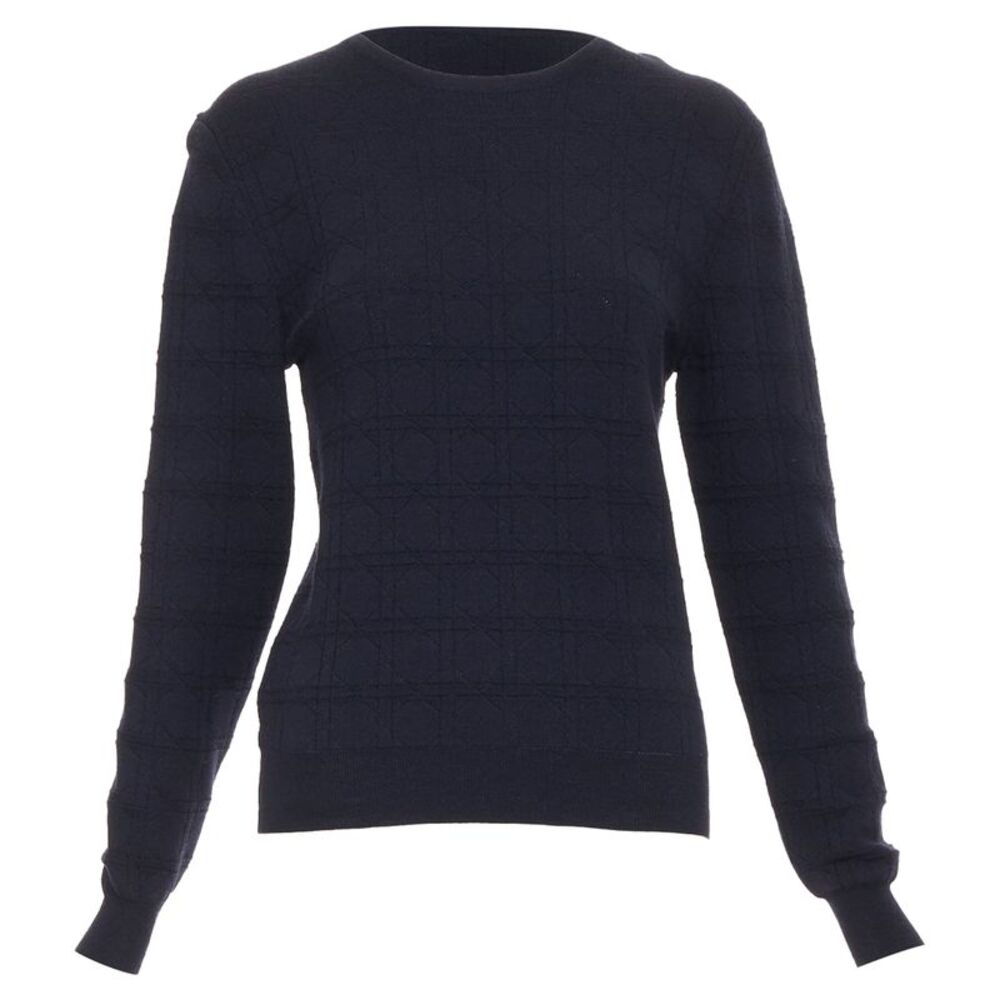 Dior Macrocannage navy geometric jacquard wool silk sweater